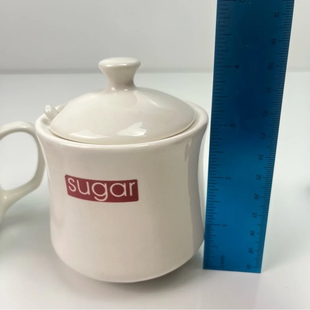 Vintage 1990’s Off-White Color with Red Writing Cream and Sugar Set